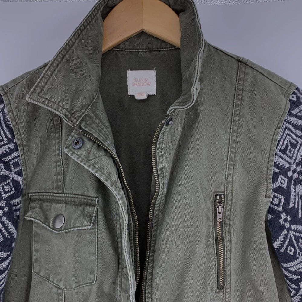 Womens Sun & Shadow Size Small Military tribal Jacket EUC Zipper 0723 - Picture 4 of 7